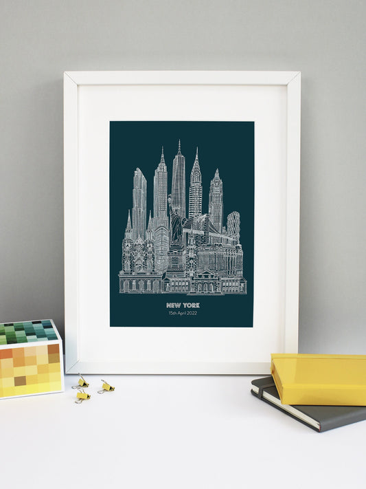 Personalised Blueprint New York Illustration